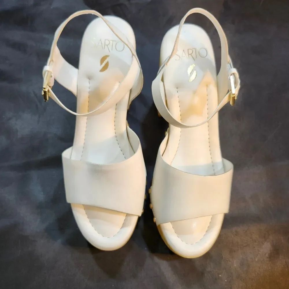BRAND NEW SARTTO BY FRANCO SARTTO HIGH BLOCK HEEL OPEN-TOE PLATFORM SANDAL